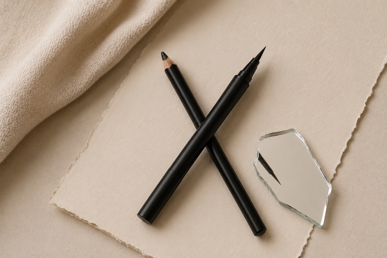 eyeliners editorial flat lay
