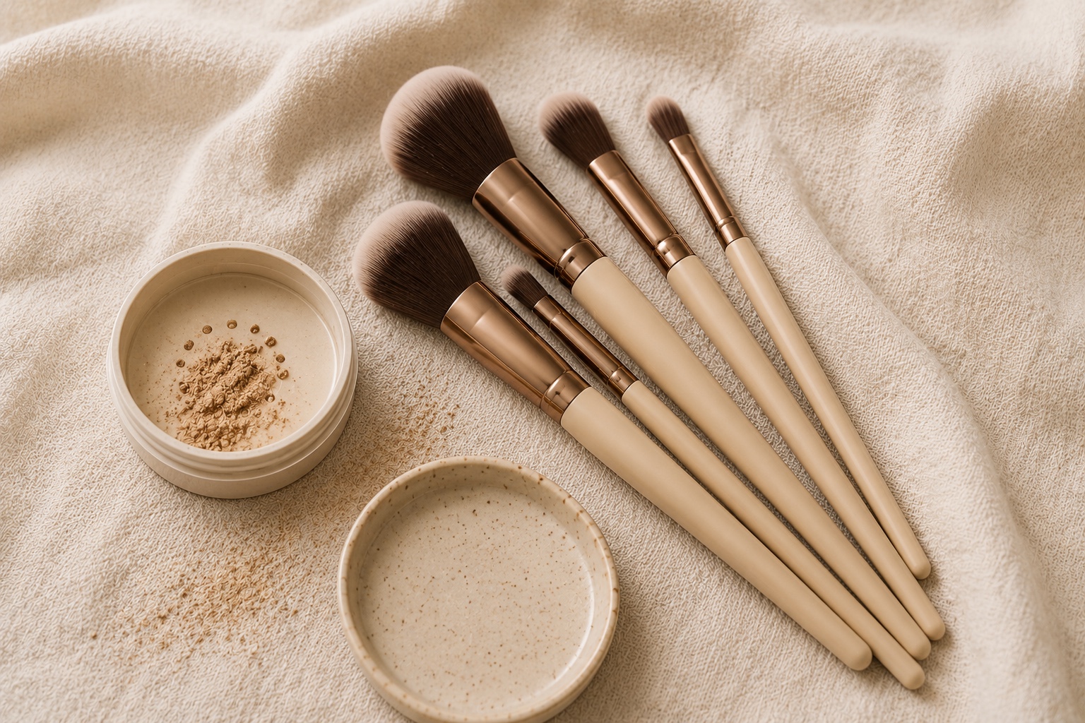 makeup-brushes editorial flat lay
