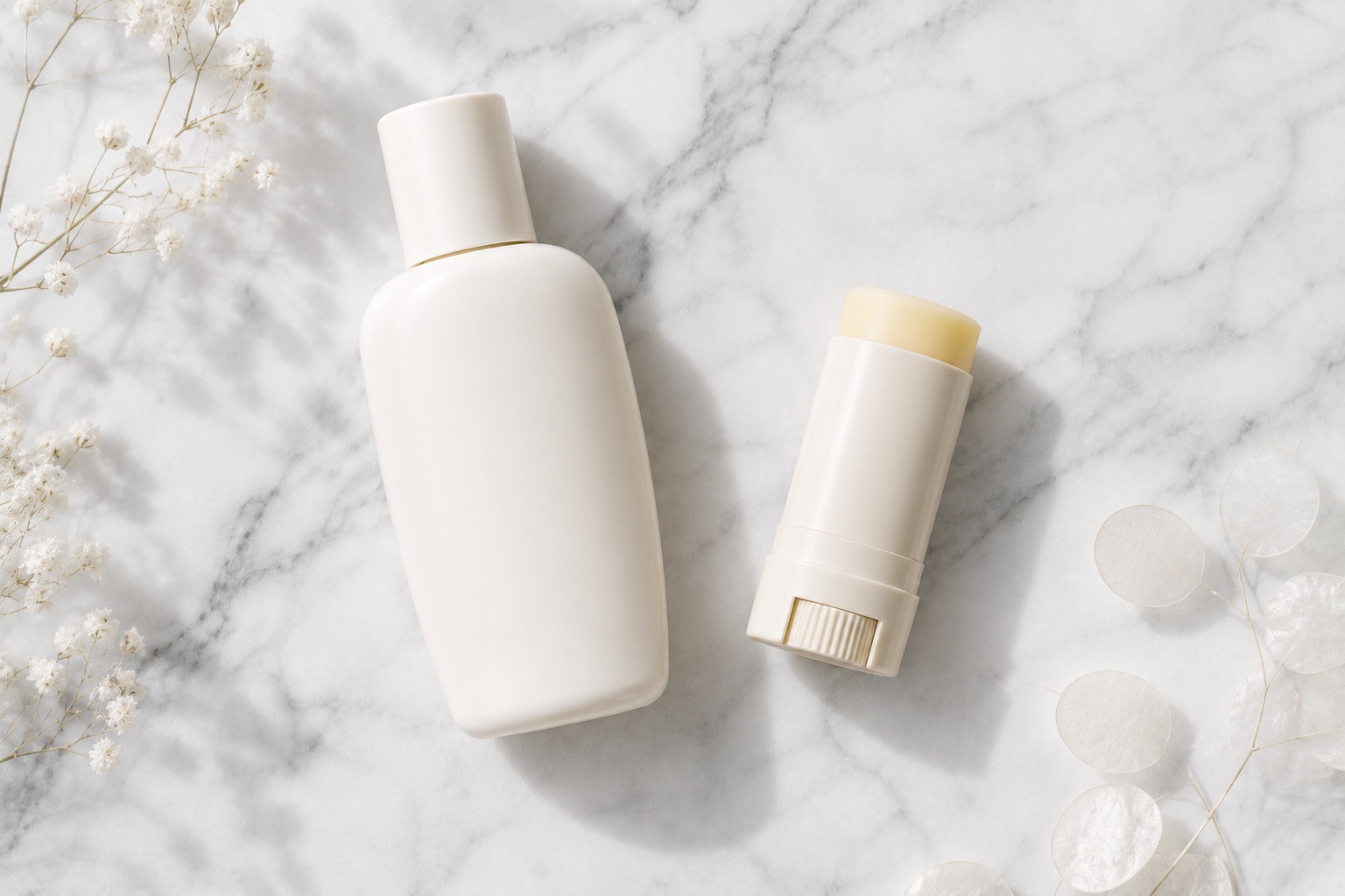 Best face mists editorial flat lay -- facial spray bottles arranged on linen with dewy skincare textures
