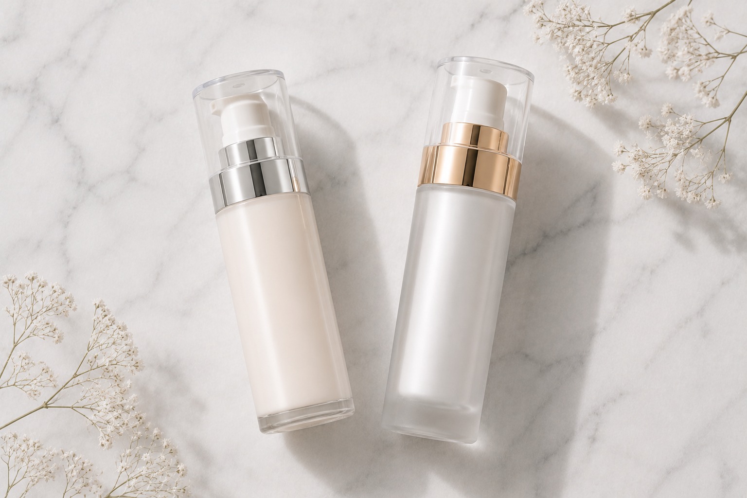 Best texturizing sprays editorial flat lay -- sea salt spray bottles and curl cream on linen surface